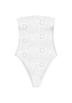 MC2 Saint Barth broderie-anglaise bandeau swimsuit - White