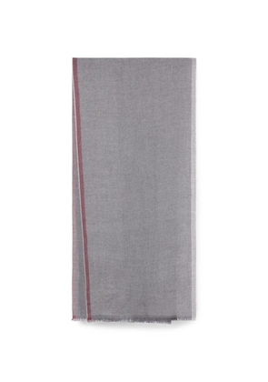 Brunello Cucinelli diagonal-weave fringed scarf - Grey