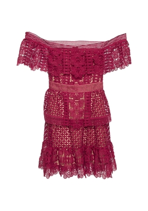 Self-Portrait guipure lace off-shoulder mini dress - Red