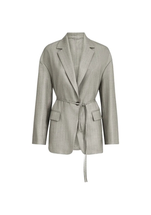 Brunello Cucinelli sparkling virgin-wool pinstripe blazer with monili - Grey