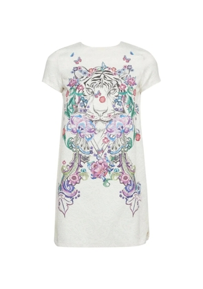 Roberto Cavalli Vintage tiger floral-print jacquard mini dress - White