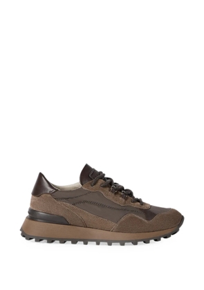 Brunello Cucinelli suede and techno cotton runners with shiny detail sneakers - Brown