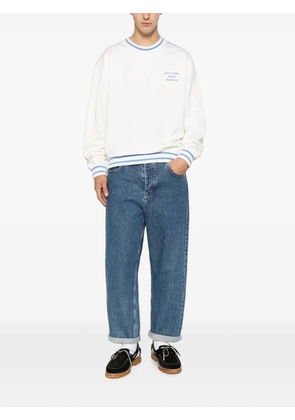 Drôle De Monsieur slogan-print striped-trim sweatshirt - White