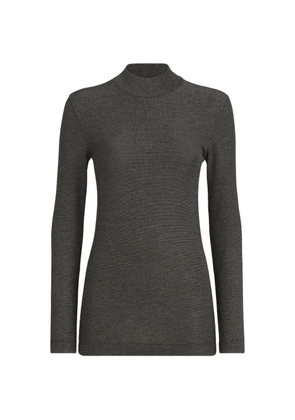 Brunello Cucinelli sparkling virgin-wool mock-neck long-sleeve T-shirt with Monili - Grey