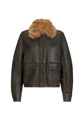 Brunello Cucinelli shearling aviator jacket with monili - Brown