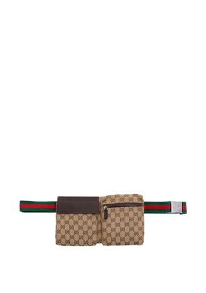 Gucci Pre-Owned 2000-2015 GG Canvas Web Double Pocket belt bag - Neutrals