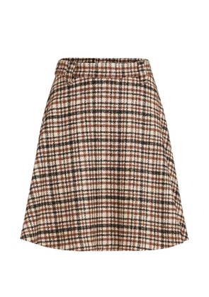 Brunello Cucinelli comfort checked wool and alpaca mini circle skirt - Brown