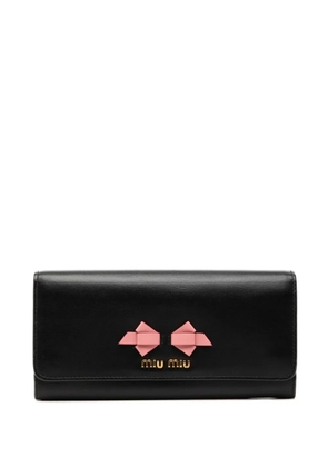 Miu Miu Pre-Owned 2010-2026 Soft Calf Bow Bifold Wallet long wallets - Black