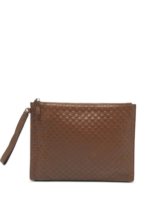 Gucci Pre-Owned Microguccissima flat wristlet clutch bag - Brown