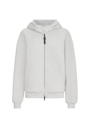 Brunello Cucinelli cotton smooth French-terry topwear with shiny zipper-pull - Grey