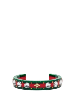 Gucci Pre-Owned 2016-2026 Resin and Strass Web Bee Cuff Bracelet costume bracelet - Green