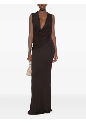 TOM FORD draped-neck maxi dress - Brown