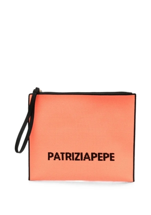 Patrizia Pepe In The City logo-print clutch bag - Orange