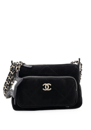 CHANEL Pre-Owned 25 Clutch With Chain Quilted Velvet Effect Nylon and Shiny Crumpled Calfskin Small shoulder bag - Black