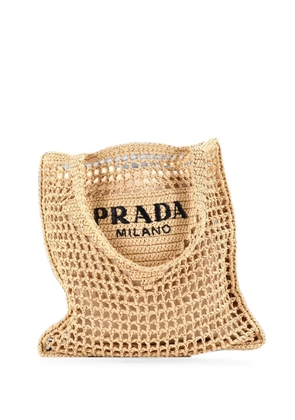 Prada Pre-Owned Triangle Logo Open Raffia tote bag - Neutrals