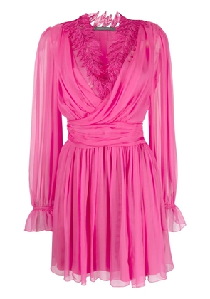 Alberta Ferretti ramage-lace silk mini dress - Pink