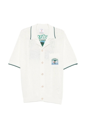 Casablanca palm tree-embroidered open-knit shirt - White