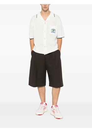 Casablanca palm tree-embroidered open-knit shirt - White