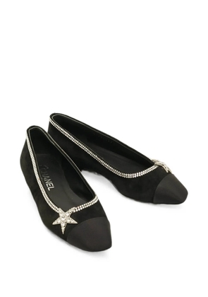 CHANEL Pre-Owned canvas suede and crystal-star ballet flats - Black