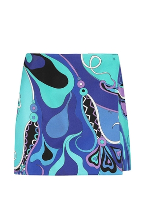 PUCCI abstract-print mini skirt - Blue