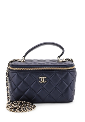CHANEL Pre-Owned Classic Top Handle Vanity Case with Chain Quilted Lambskin Small crossbody bag - Blue