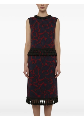 Marc Jacobs Vintage leaf-print tassel-detail wool midi dress - Blue