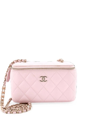 CHANEL Pre-Owned Tiny CC Link Vanity Case with Chain Quilted Caviar Small clutch bag - Pink