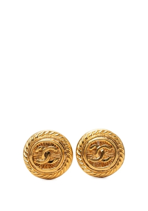 CHANEL Pre-Owned 1993 CC Gold Plated Round Clip On Earrings costume earrings