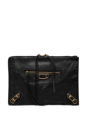 Balenciaga Pre-Owned 2016 Medium Goatskin Motocross Classic Metallic Edge clutch bag - Black