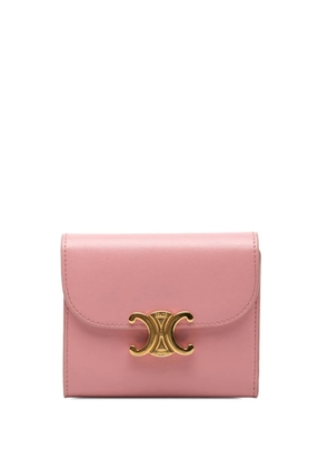 Celine Pre-Owned 2023 Shiny Calfskin Triomphe Flap Wallet small wallets - Pink