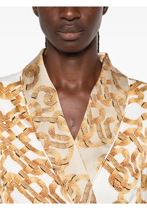 TWINSET rope-print belted jacket - White