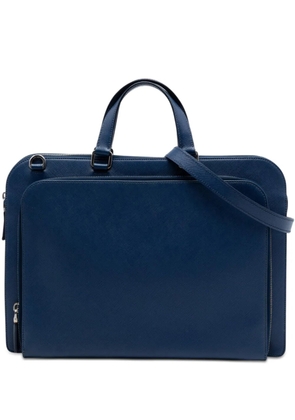 Prada Pre-Owned 2000-2013 Saffiano Cuir Travel Front Zip Pocket Briefcase business bag - Blue