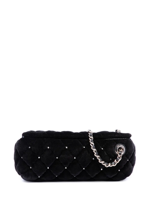 CHANEL Pre-Owned 2021-2026 CC Quilted Velvet Crystal Wristlet clutch bag - Black