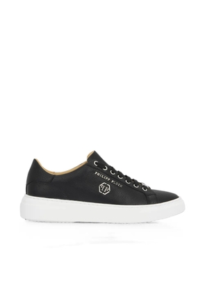 Philipp Plein leather lo-top sneakers Hexagon - Black