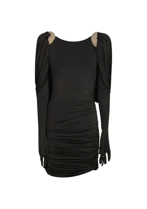 Amen bead-embellished ruched midi dress - Black
