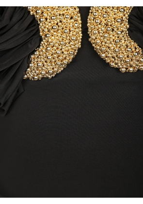 Amen bead-embellished ruched midi dress - Black