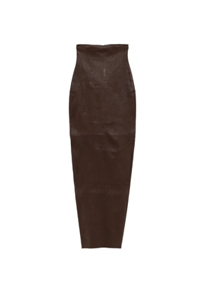 Rick Owens zip-fastening leather maxi skirt - Brown