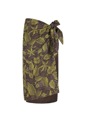 Tela floral tie mid skirt - Brown