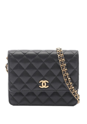 CHANEL Pre-Owned 2021-2026 CC Square Quilted Caviar Wallet on Chain crossbody bag - Black