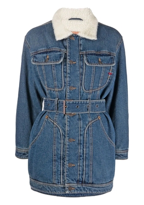 Diesel belted denim long-sleeve dress - Blue
