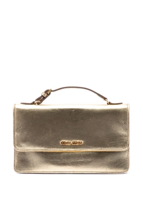 Miu Miu Pre-Owned 2010 Metallic Leather Top Handle Wallet Bag handbag - Gold