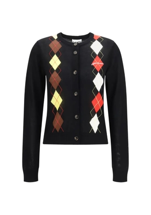 GANNI diamond-pattern cardigan - Black