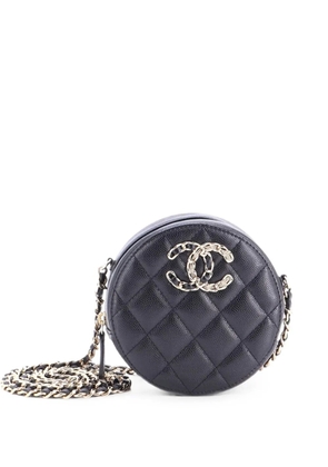 CHANEL Pre-Owned French New Wave Round Clutch with Chain Quilted Caviar crossbody bag - Black