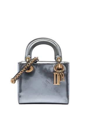 Christian Dior Pre-Owned 2018 Mini Metallic Patent Lady Dior satchel - Silver