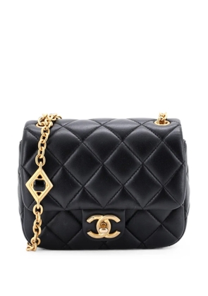 CHANEL Pre-Owned CC Enamel Pearl Charm Me Square Flap Bag Quilted Lambskin Mini crossbody bag - Black