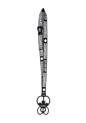 DSQUARED2 maple leaf-plaque logo-print lanyard - Black