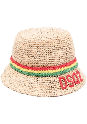 DSQUARED2 interwoven raffia bucket hat - Neutrals