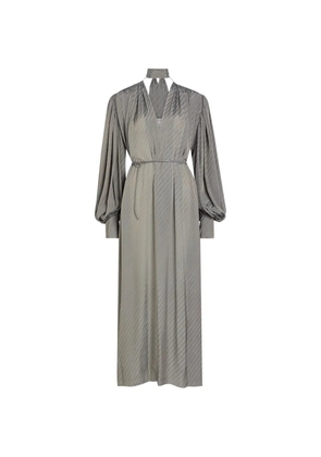 CALVIN KLEIN COLLECTION stripe-pattern pleated-sleeve midi dress - Grey