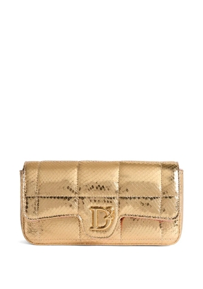 DSQUARED2 logo-plaque metallic leather clutch - Gold
