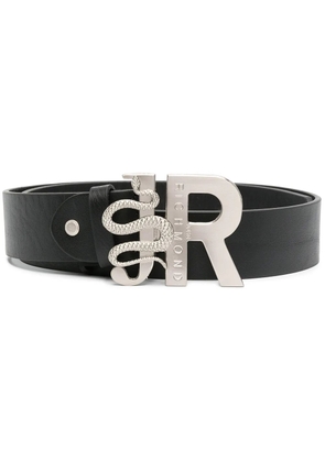 John Richmond embellished-buckle leather belt - Black
